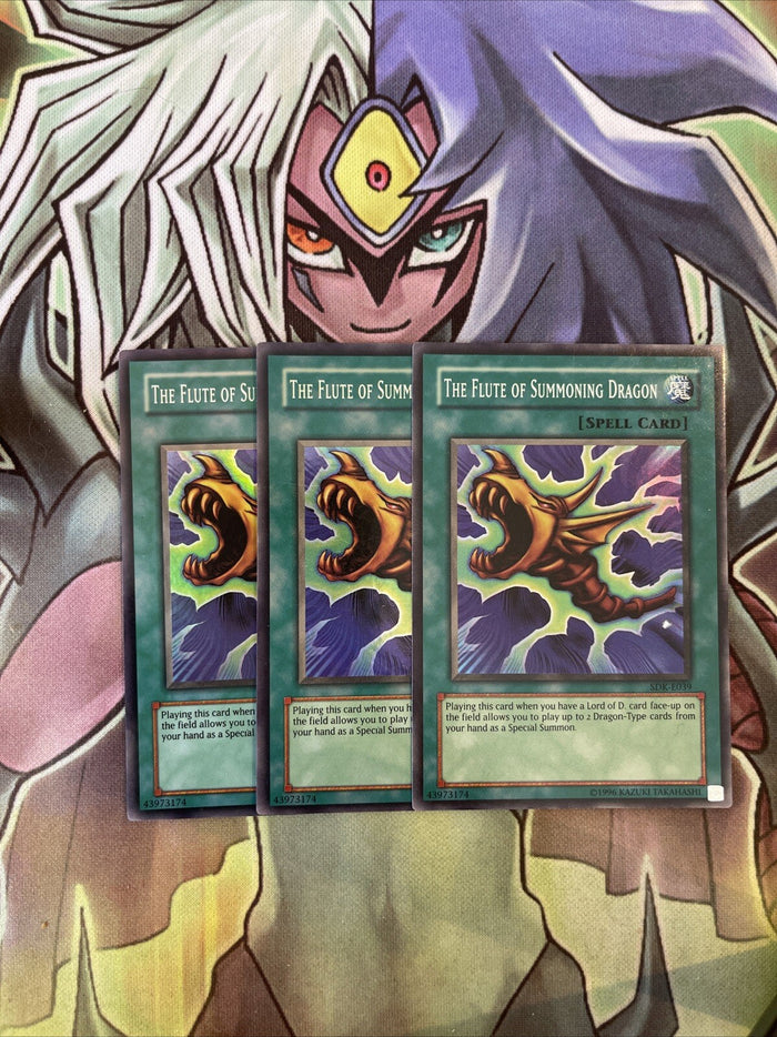 SDK-E039 x3 The Flute of Summoning Dragon Super Rare Excellent Condition Yugioh