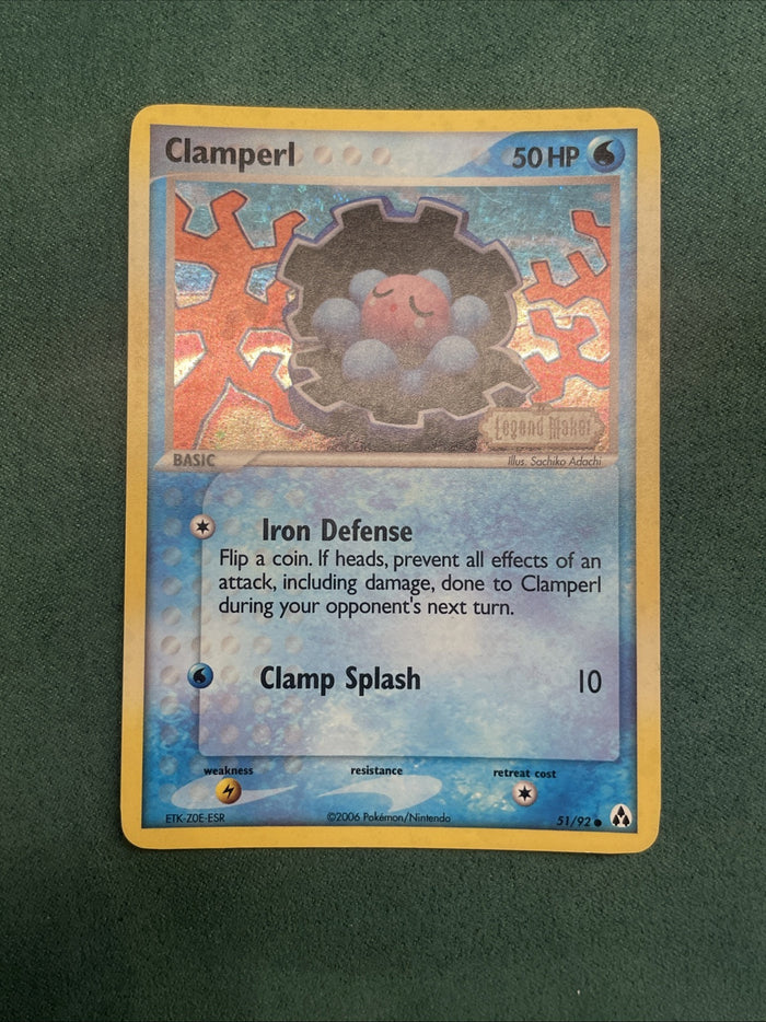 Pokemon Card Clamperl EX Legend Maker Reverse Holo Common 51/92 Light Play