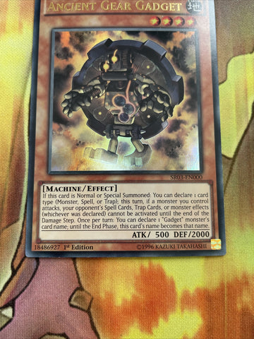 SR03-EN000 Ancient Gear Gadget Ultra Rare UNL Edition Yugioh Card Sleeved NM (back)