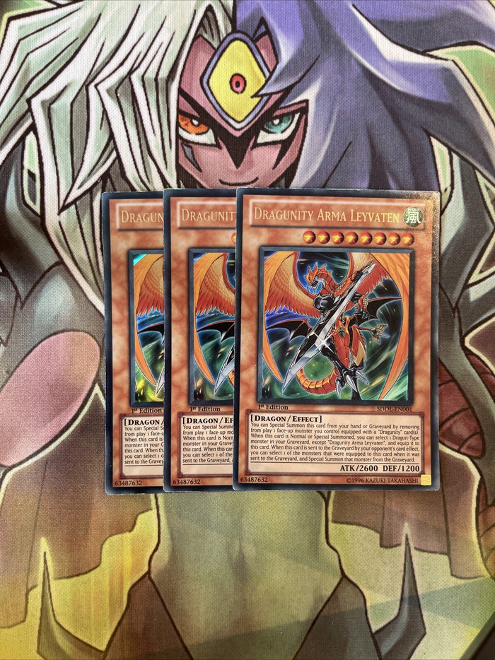 SDDL-EN001 x3 Dragunity Arma Leyvaten Ultra Rare Excellent Condition Yugioh