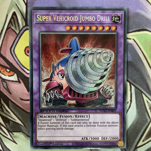 SGX2-ENB22 Super Vehicroid Jumbo Drill Secret Rare Speed Duel NM Yugioh Card