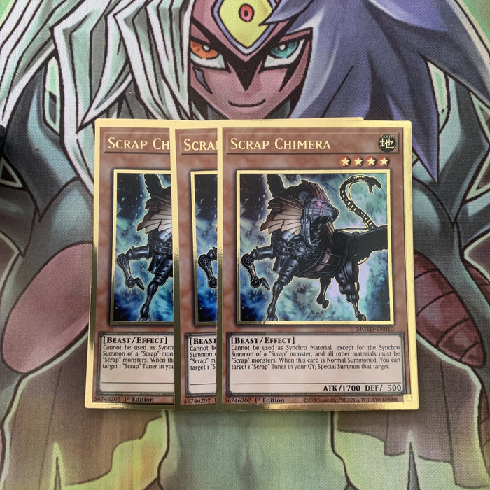 MGED-EN010 x3 Scrap Chimera Gold Rare Excellent Condition Yugioh
