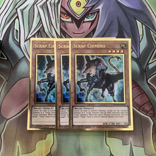 MGED-EN010 x3 Scrap Chimera Gold Rare Excellent Condition Yugioh