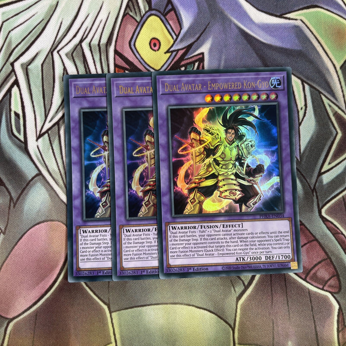 PHRA-EN034 x3 Dual Avatar - Empowered Kon-Gyo Ultra Rare Excellent Cond Yugioh