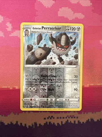 Pokemon Card Galarian Perrserker Reverse Holo Rare 113/185 NM
