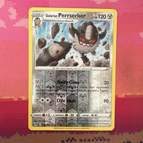 Pokemon Card Galarian Perrserker Reverse Holo Rare 113/185 NM