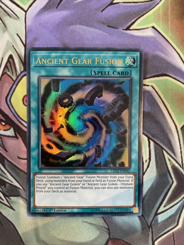 LED2-EN032 Ancient Gear Fusion Ultra Rare 1st Edition NM Yugioh Card