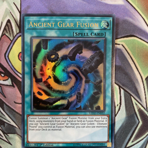 LED2-EN032 Ancient Gear Fusion Ultra Rare 1st Edition NM Yugioh Card
