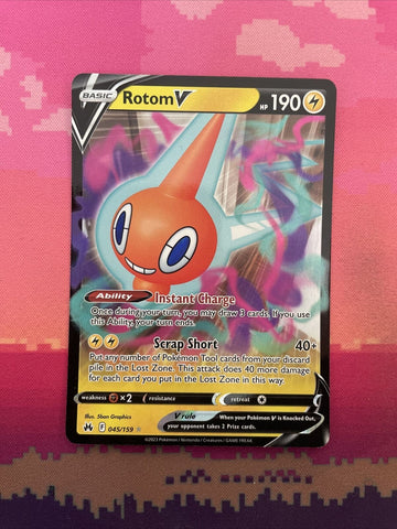 Pokemon Card Rotom V 045/159 Ultra Rare Crown Zenith Near Mint