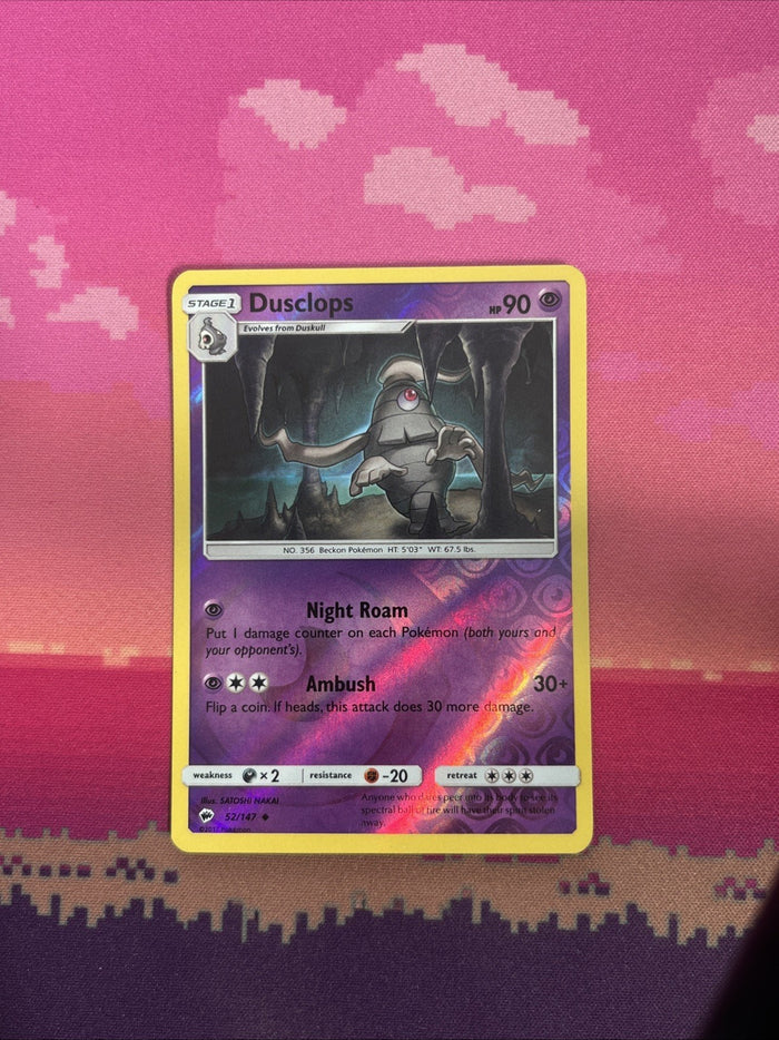 Pokemon Card Dusclops Burning Shadows Reverse Holo 52/147 Near Mint