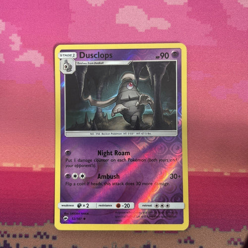 Pokemon Card Dusclops Burning Shadows Reverse Holo 52/147 Near Mint