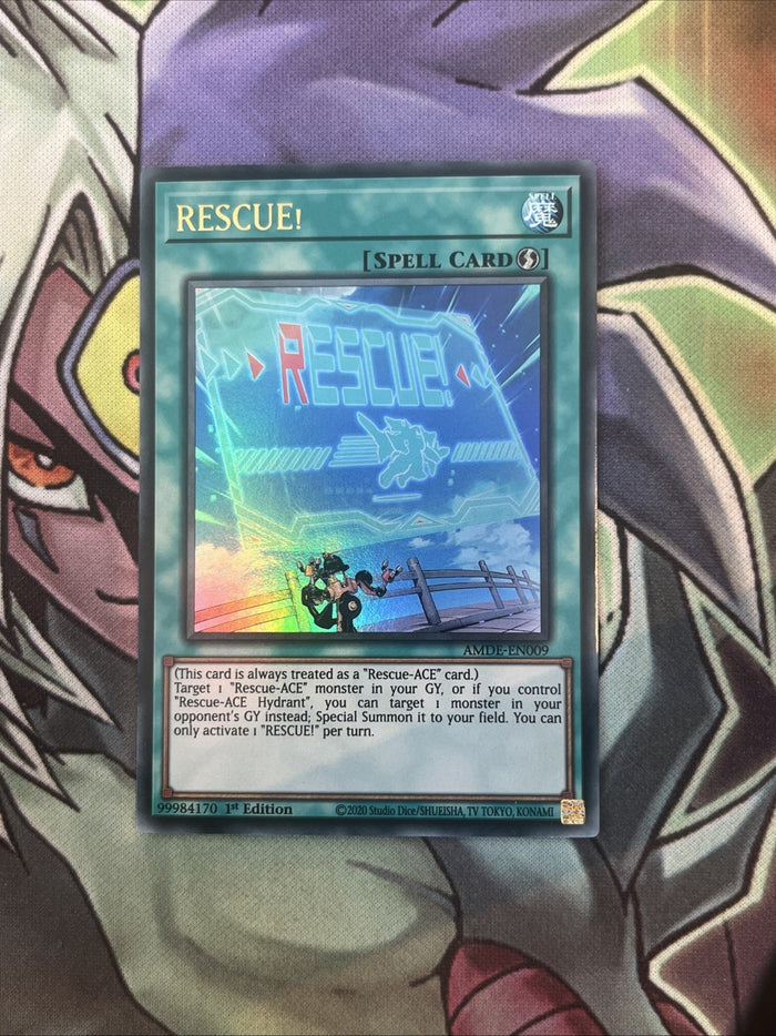 AMDE-EN009 Rescue! Ultra Rare 1st Edition NM Yugioh Card