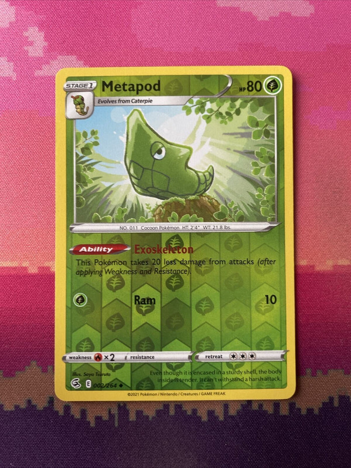 Pokemon Card Metapod Fusion Strike Reverse Holo Uncommon 002/264 NM