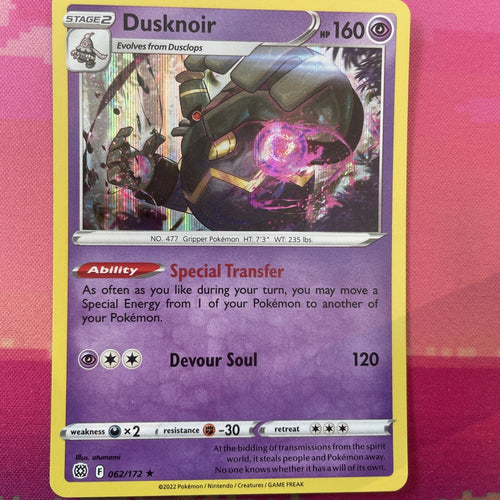 Pokemon Card Dusknoir Brilliant Stars Holo Rare 062/172 Near Mint