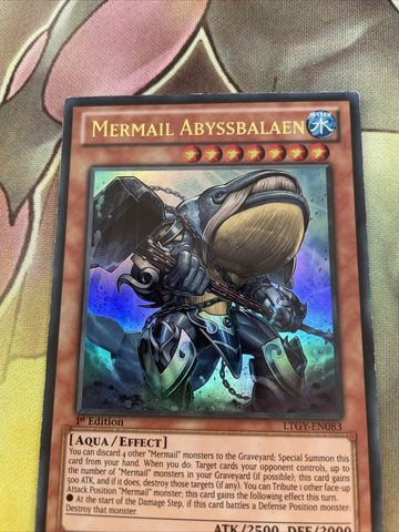 LTGY-EN083 Mermail Abyssbalaen Ultra Rare Yugioh Card 1st Edition LP (back)