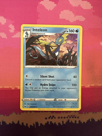 Pokemon Card Inteleon Sword & Shield Cracked Ice Holo Rare 059/202 Near Mint