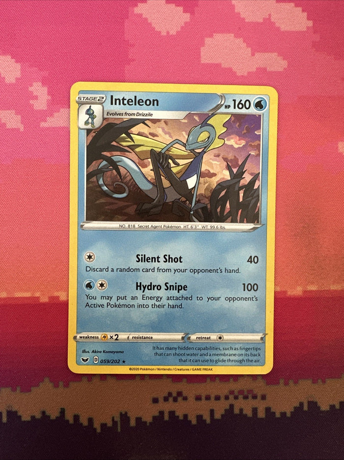 Pokemon Card Inteleon Sword & Shield Cracked Ice Holo Rare 059/202 Near Mint