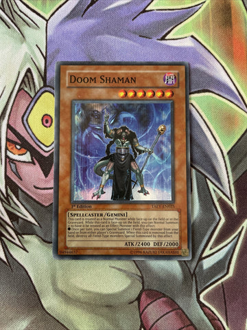 TAEV-EN025 Doom Shaman Super Rare 1st Edition NM Yugioh Card