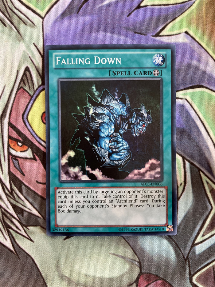 AP03-EN006 Falling Down Super Rare UNL Edition NM Yugioh Card