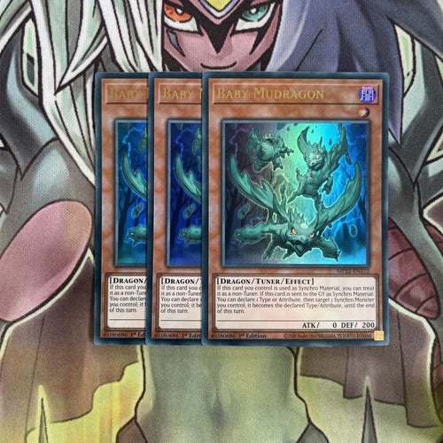 MP22-EN172 x3 Baby Mudragon Ultra Rare Excellent Conditon Yugioh