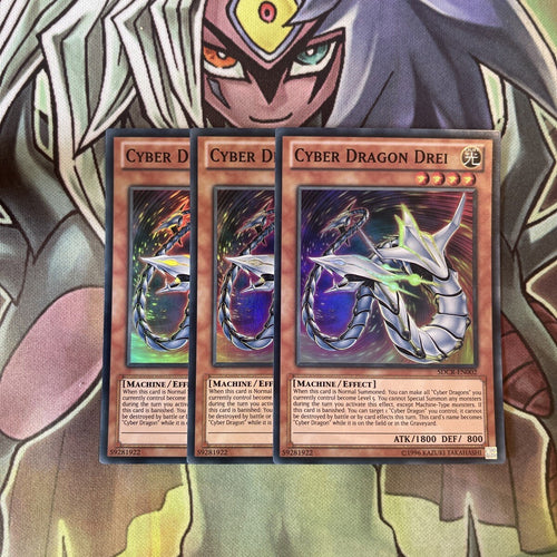 SDCR-EN002 x3 Cyber Dragon Drei Suepr Rare Excellent Condition Yugioh