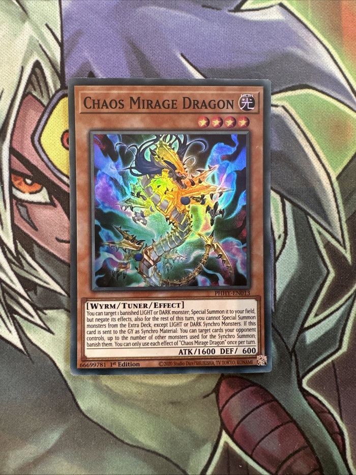 PHHY-EN013 Chaos Mirage Dragon Super Rare 1st Edition NM Yugioh Card