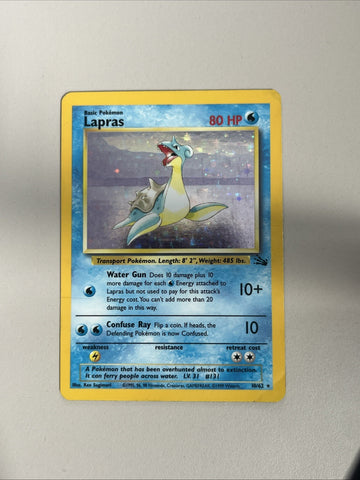 Pokemon Card Lapras Fossil Holo Rare 10/62 Moderately Played
