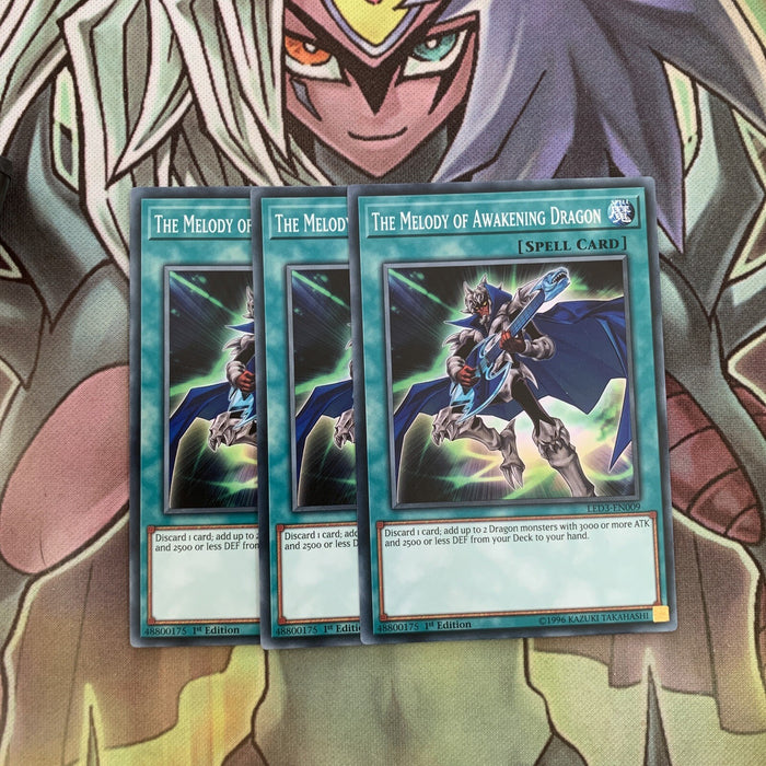 LED3-EN009 x3 The Melody of Awakening Dragon Common Excellent Condition Yugioh