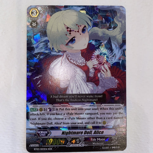 Card Fight Vanguard Nightmare Doll, Alice BT03/003EN RRR Pale Moon