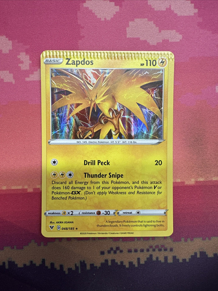 Pokemon Card Zapdos CRIMPED Misprint Vivid Voltage Holo Rare 048/185 Near Mint