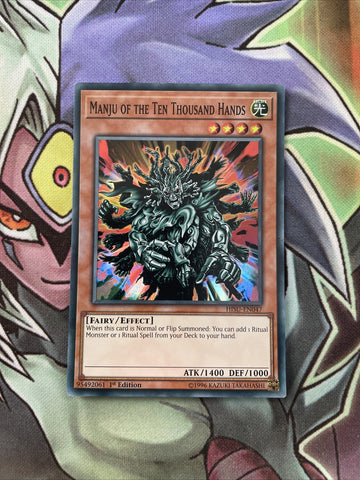 HISU-EN047 Manju Of The Ten Thousand Hands Super Rare 1st Edition NM Yugioh Card
