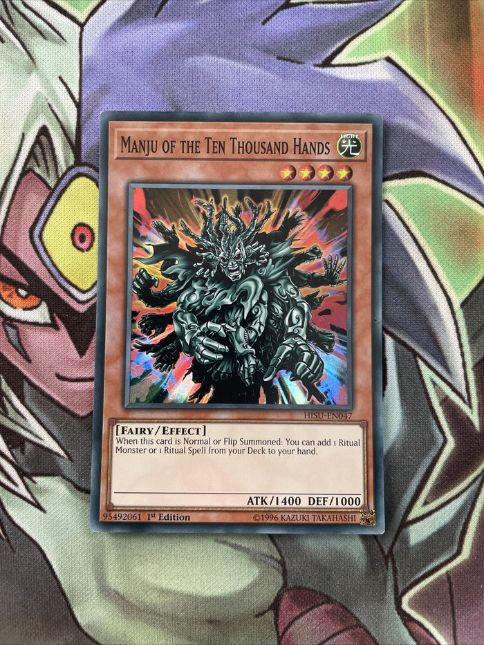 HISU-EN047 Manju Of The Ten Thousand Hands Super Rare 1st Edition NM Yugioh Card