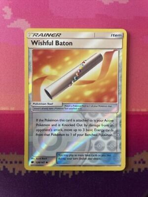 Pokemon Card Wishful Baton Burning Shadows Reverse Holo 128/147 NM