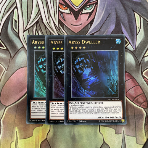 DUDE-EN016 x3 Abyss Dweller Ultra Rare Excellent Condition Yugioh