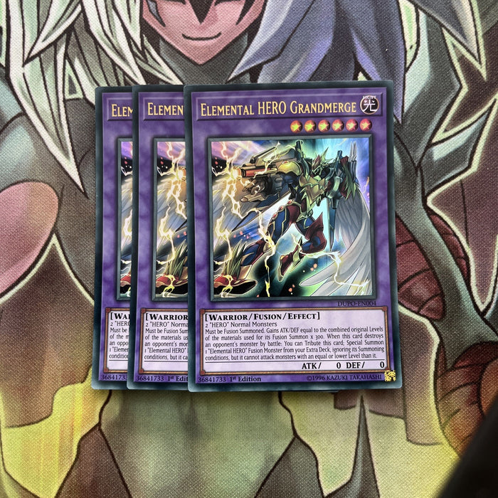 DUPO-EN004 x3 Elemental HERO Grandmerge Ultra Rare Excellent Condition Yugioh