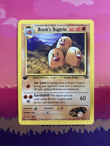 Pokemon Card Brock's Dugtrio Gym Challenge 1st Edition 22/132 Near Mint