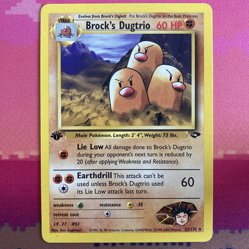 Pokemon Card Brock's Dugtrio Gym Challenge 1st Edition 22/132 Near Mint
