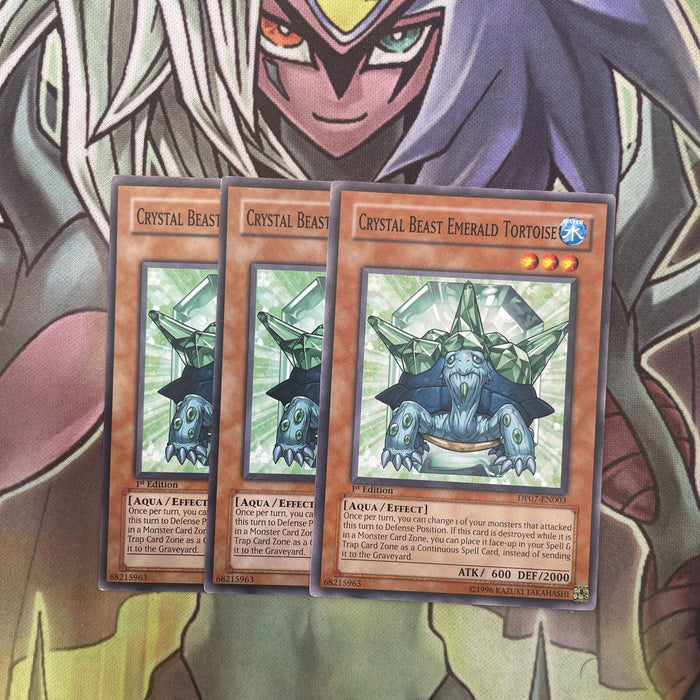 DP07-EN003 x3 Ceystal Beast Emerald Tortoise Common Excellent Condition Yugioh