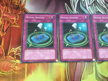 ston-en056 YUGIOH 3 x Ritual Sealing Mixed Editions Near Mint/Excellent Common (back)