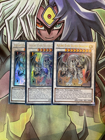 SDBE-EN040 x3 Azure-Eyes Silver Dragon Ultra Rare Excellent Condition Yugioh