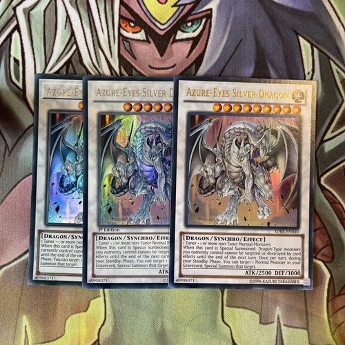 SDBE-EN040 x3 Azure-Eyes Silver Dragon Ultra Rare Excellent Condition Yugioh