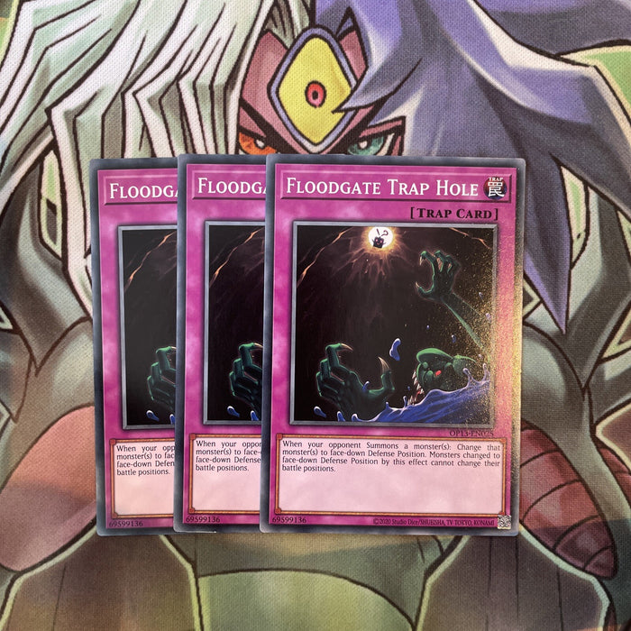 OP13-EN025 Floodgate Trap Hole Common x3 Excellent Condition Yugioh