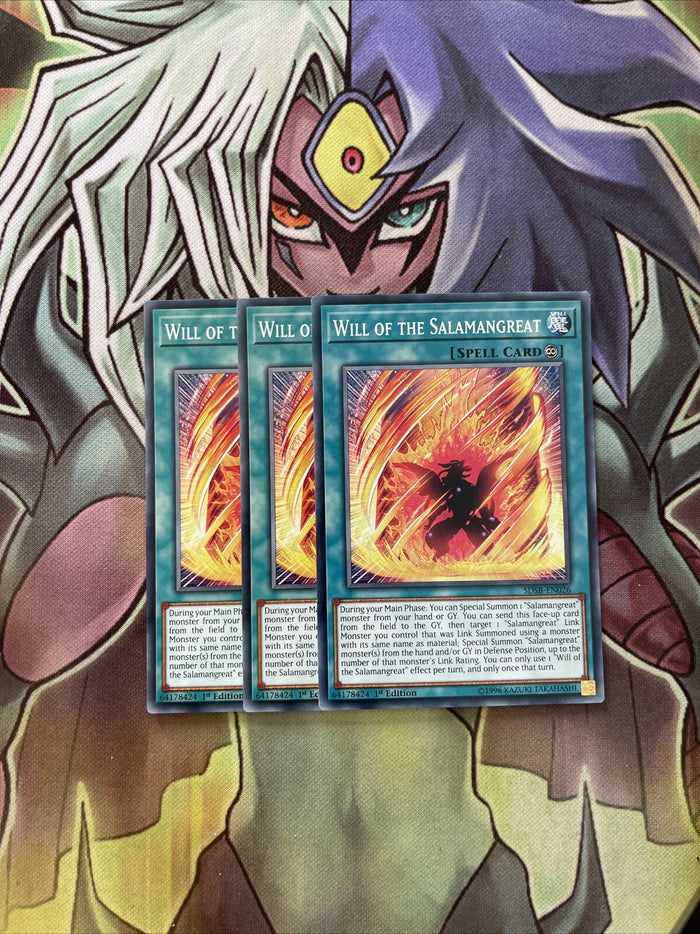SDSB-EN026 x3 Will of the Salamangreat Common Excellent Condition Yugioh