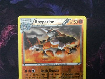 Pokemon Card Rhyperior Primal Clash Reverse Holo Rare 76/160 Near Mint (back)