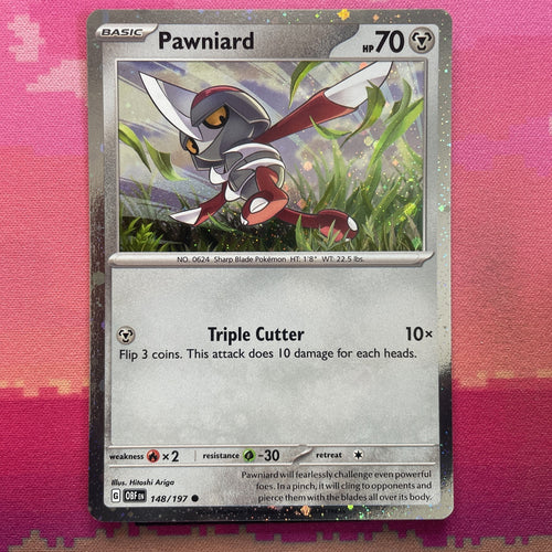 Pokemon Card Pawniard Obsidian Flames Cosmo Holo 148/197 NM