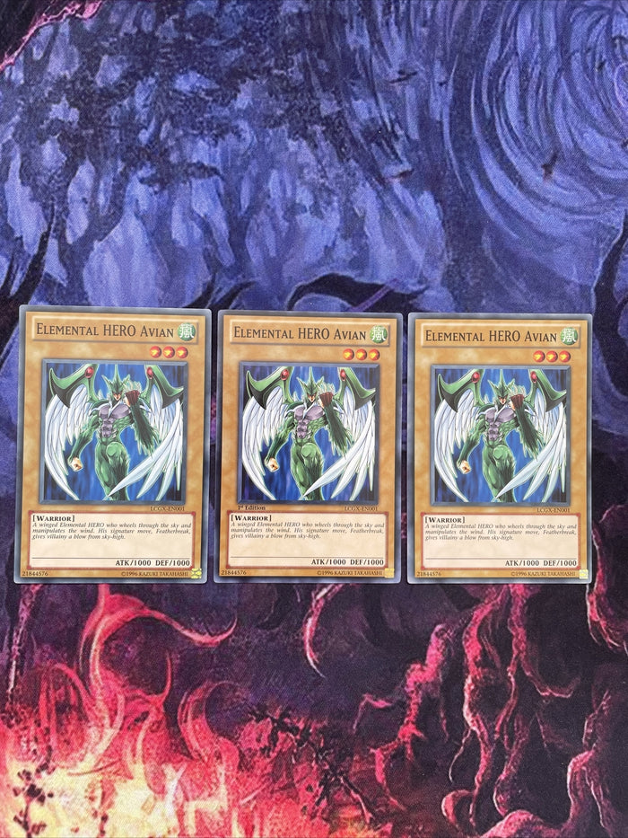 LCGX-EN001 x3 Elemental HERO Avian Common UNL Edition Mint Set YuGiOh