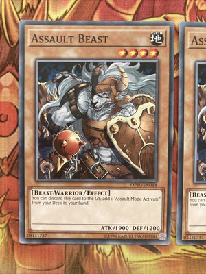 OP10-EN014 PLAYSET 3 X Yugioh assault beast Common OTS NM (back)