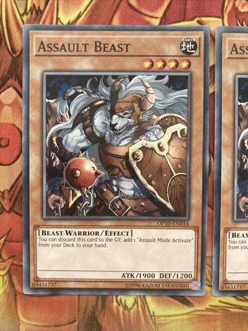 OP10-EN014 PLAYSET 3 X Yugioh assault beast Common OTS NM (back)