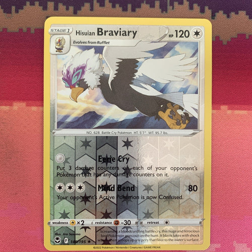 Pokemon Card Hisuian Braviary Silver Tempest Reverse Holo Rare 149/195 Near Mint