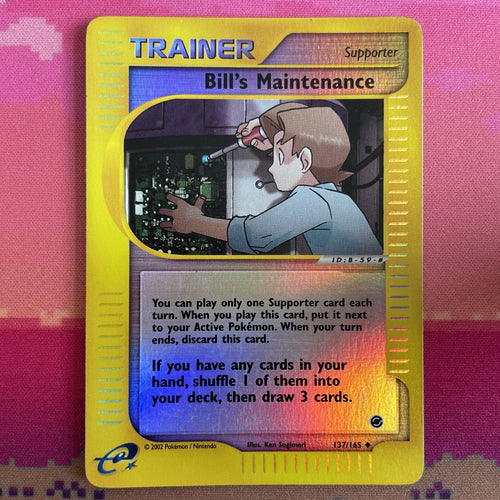 Pokemon Card Bill's Maintenance Expedition Reverse Holo 137/165 Excellent